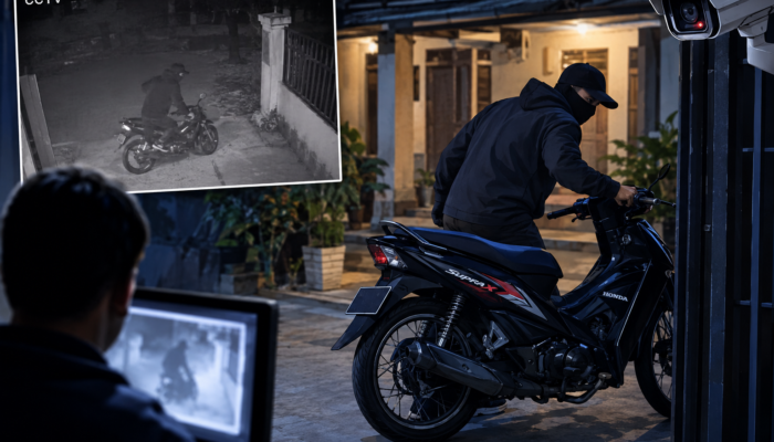 Aksi Pencurian Motor di Kedung Dalem Terekam CCTV, Honda Supra X Raib Saat Pemilik Terlelap