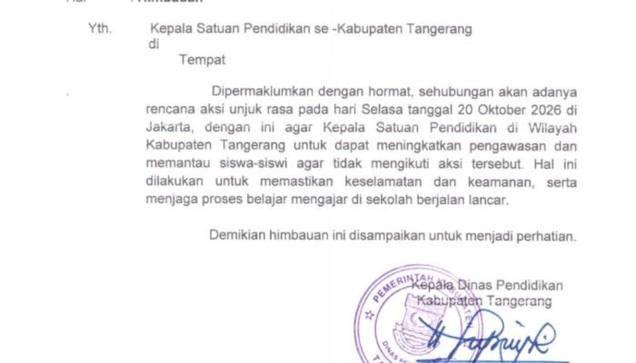 Sekolah di Tangerang Diminta Awasi Muridnya, Siswa Dilarang Ikut Demo di Jakarta Besok,